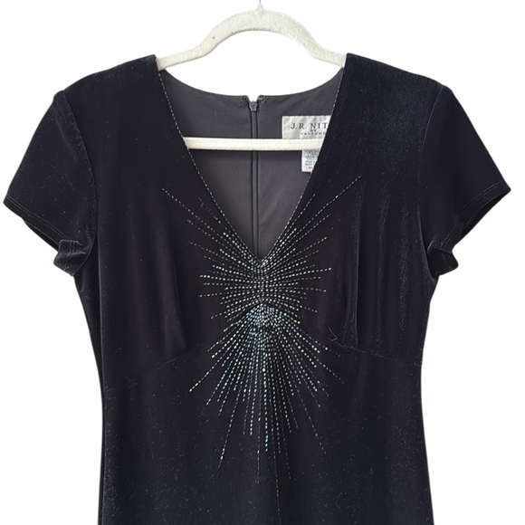 VINTAGE J.R. Nites Beaded Maxi Dress Gown Size 6 Black Formal Whimsigoth 90s Y2K - Picture 8 of 8